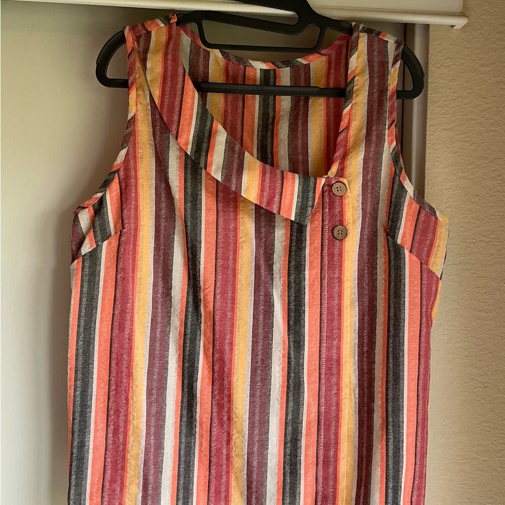 Striped Sleeveless Blouse - Multicolor